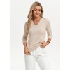 image:imageGRACE KARIN Long Sleeve V Neck Sweaters for Women Lightweight Knitted Tops Fall Fashion Clothing Business Casual OutfitsHeather Beige