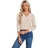image:imageGRACE KARIN Long Sleeve V Neck Sweaters for Women Lightweight Knitted Tops Fall Fashion Clothing Business Casual OutfitsHeather Beige