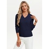 image:imageGRACE KARIN Long Sleeve V Neck Sweaters for Women Lightweight Knitted Tops Fall Fashion Clothing Business Casual OutfitsNavy Blue