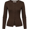 image:imageGRACE KARIN Womens Lightweight Cardigan Sweaters Cropped Button Up Scalloped Fall Outfits for Women 2026Chocolate Brown