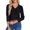 image:imageGRACE KARIN Long Sleeve V Neck Sweaters for Women Lightweight Knitted Tops Fall Fashion Clothing Business Casual OutfitsBlack
