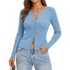 image:imageGRACE KARIN Womens Lightweight Cardigan Sweaters Cropped Button Up Scalloped Fall Outfits for Women 2026Light Blue