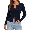 image:imageGRACE KARIN Womens Lightweight Cardigan Sweaters Cropped Button Up Scalloped Fall Outfits for Women 2026Navy Blue