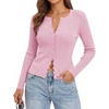 image:imageGRACE KARIN Womens Lightweight Cardigan Sweaters Cropped Button Up Scalloped Fall Outfits for Women 2026Pink