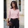 image:imageGRACE KARIN Cashmere Sweaters for Women V Neck Merino Wool Fall SweaterLight Pink