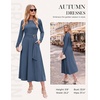 image:imageGRACE KARIN 2026 Womens Long Sleeve Aline Modest Midi DressGray Blue