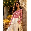 image:imageGRACE KARIN Women Boho Mesh Blouses Dressy Casual Cowl Neck Going Out TopsPink Purple