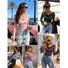 image:imageGRACE KARIN Women Boho Mesh Blouses Dressy Casual Cowl Neck Going Out TopsPink Purple