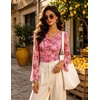 image:imageGRACE KARIN Women Boho Mesh Blouses Dressy Casual Cowl Neck Going Out TopsPink Purple