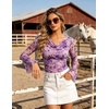 image:imageGRACE KARIN Women Boho Mesh Blouses Dressy Casual Cowl Neck Going Out TopsPurple