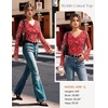 image:imageGRACE KARIN Women Boho Mesh Blouses Dressy Casual Cowl Neck Going Out TopsRed Floral