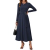 image:imageGRACE KARIN 2026 Womens Long Sleeve Aline Modest Midi DressNavy