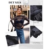 image:imageGRACE KARIN 2026 Mock Neck Sheer Lace Long Sleeve TopBlack Smudge