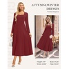 image:imageGRACE KARIN 2026 Womens Cotton Fall Wedding Guest Midi Dresses with PocketsWine
