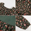 image:imageGRACE KARIN Girls Fall Long Sleeve Floral Christmas Cute Shirred Dress 716Army Green Floral