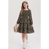 image:imageGRACE KARIN Girls Fall Long Sleeve Floral Christmas Cute Shirred Dress 716Army Green Floral
