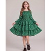 image:imageGRACE KARIN Girls Fall Long Sleeve Floral Christmas Cute Shirred Dress 716Green Flower