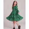 image:imageGRACE KARIN Girls Fall Long Sleeve Floral Christmas Cute Shirred Dress 716Green Flower