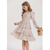 image:imageGRACE KARIN Girls Fall Long Sleeve Floral Christmas Cute Shirred Dress 716Khaki Flower