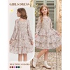 image:imageGRACE KARIN Girls Fall Long Sleeve Floral Christmas Cute Shirred Dress 716Khaki Flower