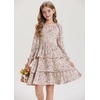 image:imageGRACE KARIN Girls Fall Long Sleeve Floral Christmas Cute Shirred Dress 716Khaki Flower