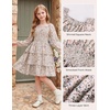 image:imageGRACE KARIN Girls Fall Long Sleeve Floral Christmas Cute Shirred Dress 716Khaki Flower