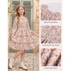image:imageGRACE KARIN Girls Fall Long Sleeve Floral Christmas Cute Shirred Dress 716Orangebrown Flowers