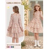 image:imageGRACE KARIN Girls Fall Long Sleeve Floral Christmas Cute Shirred Dress 716Orangebrown Flowers