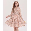 image:imageGRACE KARIN Girls Fall Long Sleeve Floral Christmas Cute Shirred Dress 716Orangebrown Flowers