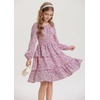 image:imageGRACE KARIN Girls Fall Long Sleeve Floral Christmas Cute Shirred Dress 716Pink Blue Flowers