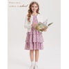 image:imageGRACE KARIN Girls Fall Long Sleeve Floral Christmas Cute Shirred Dress 716Pink Blue Flowers