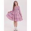 image:imageGRACE KARIN Girls Fall Long Sleeve Floral Christmas Cute Shirred Dress 716Pink Blue Flowers