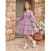 image:imageGRACE KARIN Girls Fall Long Sleeve Floral Christmas Cute Shirred Dress 716Pink Blue Flowers