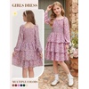image:imageGRACE KARIN Girls Fall Long Sleeve Floral Christmas Cute Shirred Dress 716Pink Blue Flowers