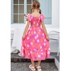 image:imageGRACE KARIN Girls Flutter Sleeve Floral Maxi Dress Spring Summer 616YFlowers on Hot Pink