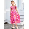 image:imageGRACE KARIN Girls Flutter Sleeve Floral Maxi Dress Spring Summer 616YFlowers on Hot Pink
