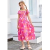 image:imageGRACE KARIN Girls Flutter Sleeve Floral Maxi Dress Spring Summer 616YFlowers on Hot Pink