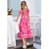 image:imageGRACE KARIN Girls Flutter Sleeve Floral Maxi Dress Spring Summer 616YFlowers on Hot Pink