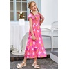 image:imageGRACE KARIN Girls Flutter Sleeve Floral Maxi Dress Spring Summer 616YFlowers on Hot Pink