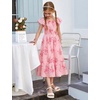 image:imageGRACE KARIN Girls Flutter Sleeve Floral Maxi Dress Spring Summer 616YFlowers on Light Pink