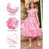 image:imageGRACE KARIN Girls Flutter Sleeve Floral Maxi Dress Spring Summer 616YHot Pink Floral