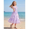 image:imageGRACE KARIN Girls Flutter Sleeve Floral Maxi Dress Spring Summer 616YLavender Floral