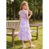 image:imageGRACE KARIN Girls Flutter Sleeve Floral Maxi Dress Spring Summer 616YLavender Floral