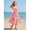 image:imageGRACE KARIN Girls Flutter Sleeve Floral Maxi Dress Spring Summer 616YPink Floral