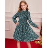 image:imageGRACE KARIN Girls Long Sleeve Floral Dress Fall Winter Casual Dresses 614YGreen Floral