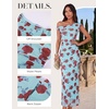 image:imageGRACE KARIN Women One Shoulder Bodycon Floral Wedding Guest Cocktail DressFloral Blue Rose