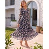 image:imageGRACE KARIN Womens 2026 Fall Maxi Chiffon Floral Casual DressBlack Pink Floral