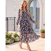 image:imageGRACE KARIN Womens 2026 Fall Maxi Chiffon Floral Casual DressBlack Pink Floral