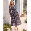 image:imageGRACE KARIN Womens 2026 Fall Maxi Chiffon Floral Casual DressBlack Pink Floral