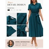 image:imageGRACE KARIN Womens 2026 Summer Midi Work Dress Short Sleeve Button Shirt Dresses A Line Pleated Belt Business Casual DressesPeacock Blue